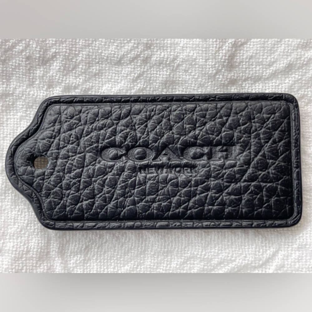 Coach Black Leather Handbag Tag New